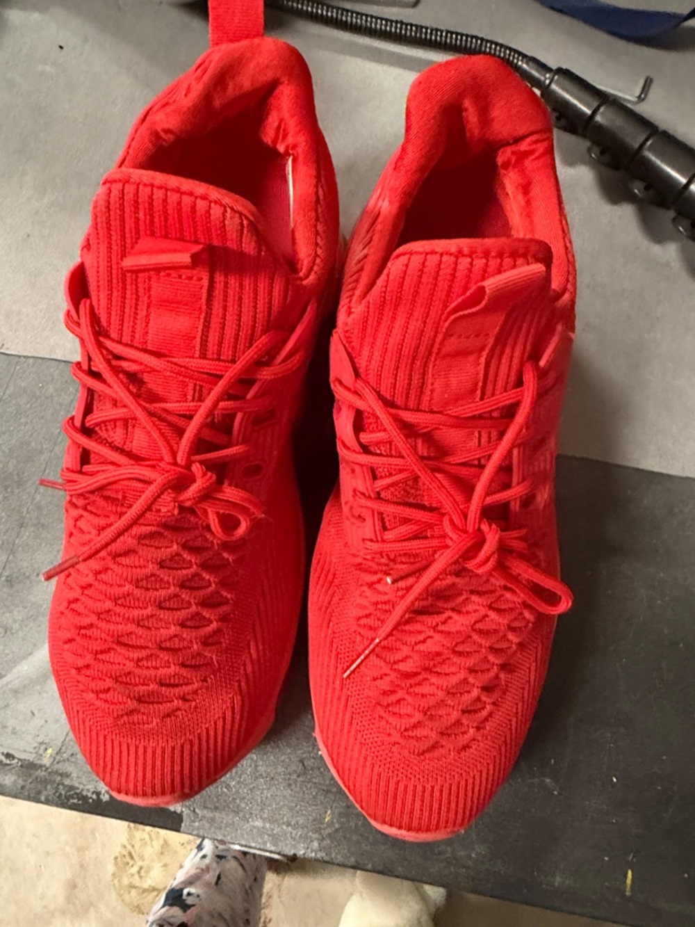 All-Red Knit Sneaker with Transparent Air Sole